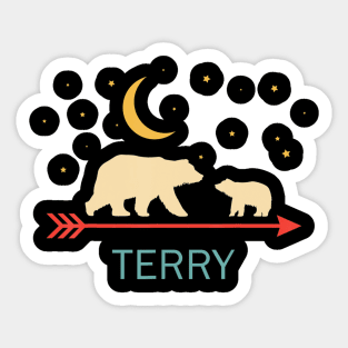 Terry Name Gift Personalized Mama Bear With 1 Cub Sticker